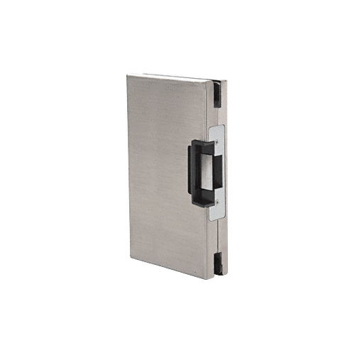 Brushed Stainless 6" x 10" LH/RHR Custom Center Lock Glass Keeper With Deadlatch Electric Strike