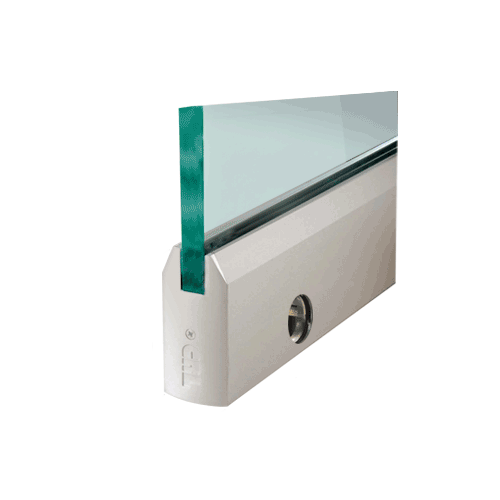 Satin Anodized 3/8" Glass 4" Tapered Door Rail With Lock - 35-3/4" Length