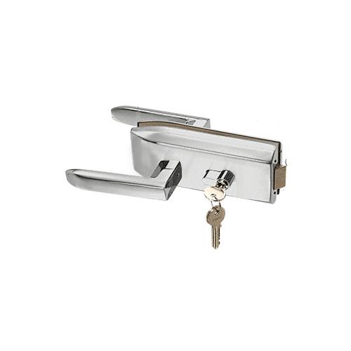 Clear Anodized Glass Mounted Latch with Lock and Thumbturn
