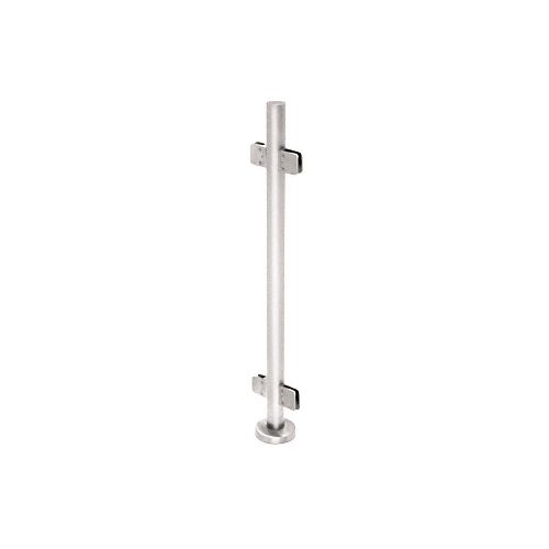 Polished Stainless 42" Steel Square Glass Clamp 180 Degree Center Post Railing Kit