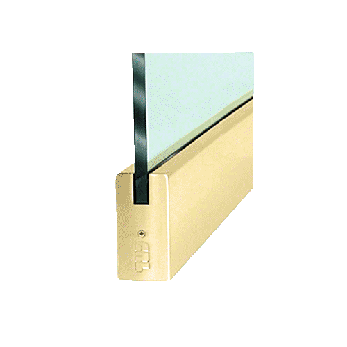 CRL DR4SPB34S Polished Brass 3/4" Glass 4" Square Door Rail Without Lock - 35-3/4" Length