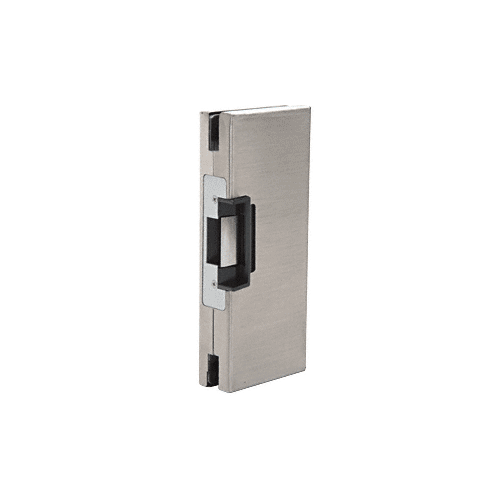 Brushed Stainless 4" x 10" RH/LHR Custom Center Lock Glass Keeper With Deadlatch Electric Strike