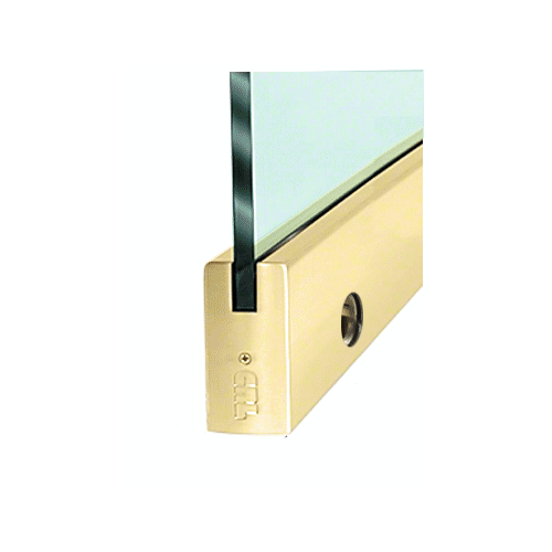 CRL DR4SPB34SL Polished Brass 3/4" Glass 4" Square Door Rail With Lock - 35-3/4" Length