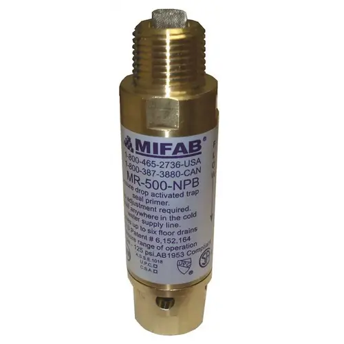 Mifab M2-500 M-500 PRESSURE DROP ACTIVATED TRAP SEAL PRIMER FOR UP TO 3 FLOOR DRAIN TRAPS, 1/2 IN. CONNECTIONS Bronze