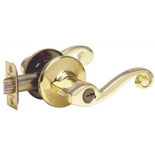 LIDO ENTRY RESIDENTIAL LEVERS KW1 BRASS ADJ BS Polished Brass