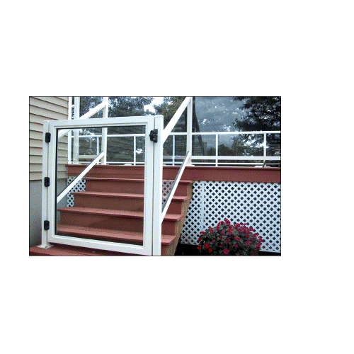 CRL 1GG3642W Sky White 36" 100 Series Aluminum Railing System Gate for 1/4" to 3/8" Glass