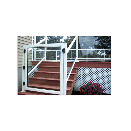 Sky White 36" 350 Series Aluminum Railing System Gate for 1/4" to 3/8" Glass