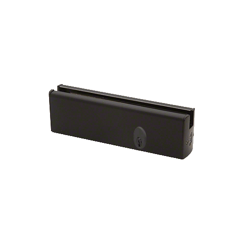 CRL DR2SBL12PL Black Powder Coated 1/2" Glass Low Profile Square Door Rail With Lock - 8" Patch