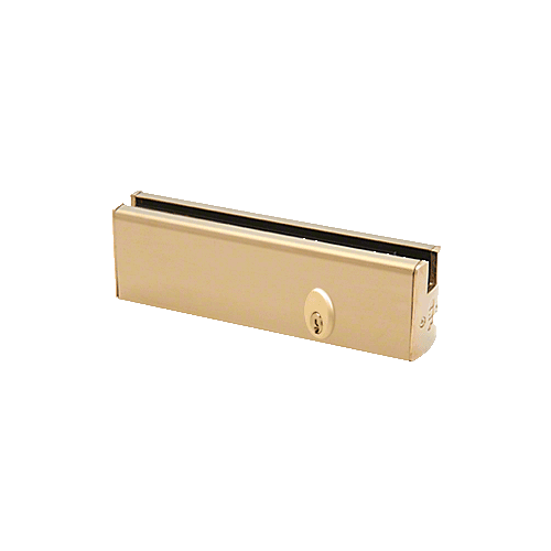 CRL DR2SPB12PL Polished Brass 1/2" Glass Low Profile Square Door Rail with Lock - 8" Patch