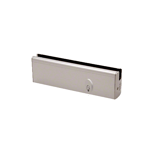 CRL DR2SBS12PL Brushed Stainless 1/2" Glass Low Profile Square Door Rail With Lock - 8" Patch