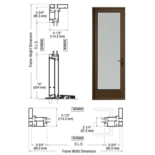 CRL-U.S. Aluminum PA91522R0 Class I Bronze Black Anodized Series 925 Single Patio Door Hinge Right Swing Out