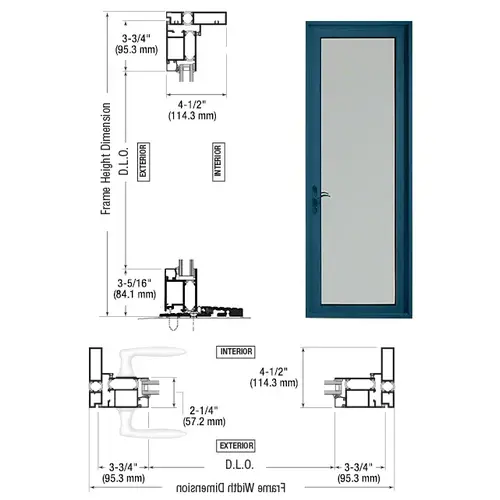 CRL-U.S. Aluminum PL91271L0 Custom KYNAR Paint Anodized Series 925 Patio Door Pivot Hinge Left Swing Out