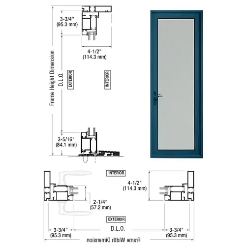 CRL-U.S. Aluminum PL91571L0 Custom KYNAR Paint Series 925 Patio Door Hinge Left Swing Out