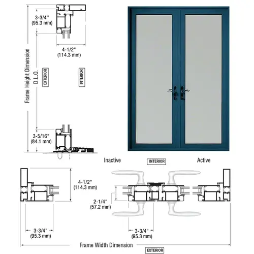 CRL-U.S. Aluminum PL92271P0 Custom KYNAR Paint Series 925 Patio Door Pivot Hinge Pair Swing Out