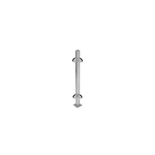 Brushed Stainless 18" High 1" Square PP48 Mini Plaza Series Partition Corner Post With Mini Z-Clamps