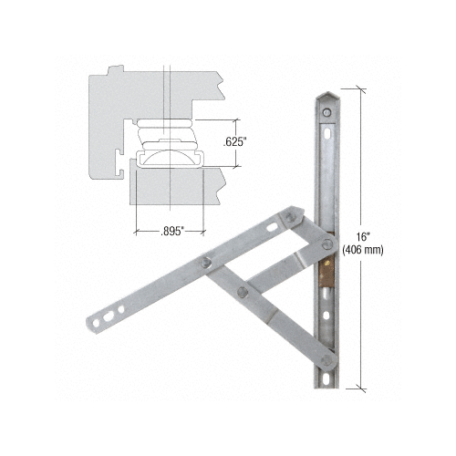 CRL WH61642 16" 4-Bar Heavy-Duty Stainless Steel Project-Out Hinge