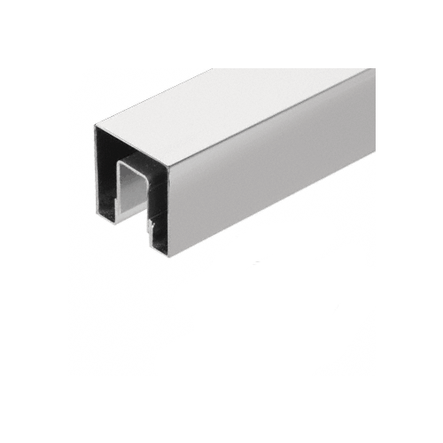 Brushed Stainless 2" Square Crisp Corner Cap Rail for 1/2" (12 mm) to 5/8" (16 mm) Glass