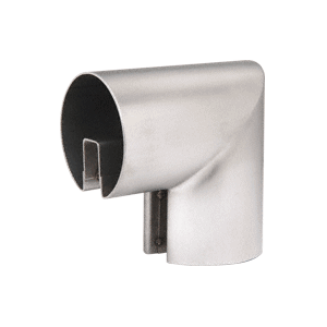 Brushed Stainless 4" 90 Degree Vertical Corner for 1/2" or 5/8" Glass Cap Railing