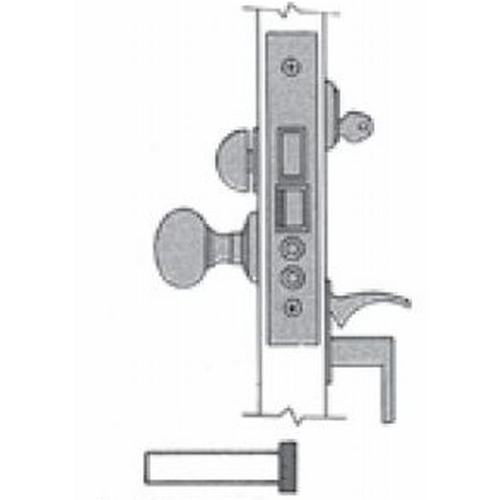 Right Hand Emergency Egress Entry Handleset by Knob 2-3/4" Backset Mortise Lock Body Unlacquered Brass Finish