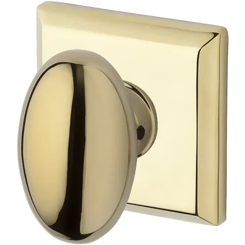 Passage Ellipse Knob and Traditional Square Rose with 6AL Latch and Dual Strike Lifetime Brass Finish