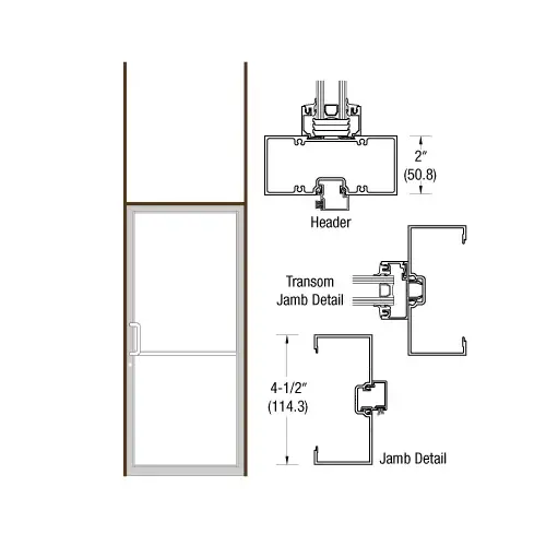 CRL-U.S. Aluminum 0V81522L36 Dark Bronze/Black Anodized Class 1 40" x 126" 451 Series Left Hand Open Back Butt Hinge Transom Frame Complete (1FT)