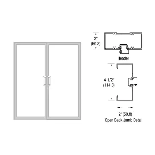 CRL-U.S. Aluminum 0Z7251172 Clear Anodized Class 1 76" x 86" Series 451 Open Back Butt Hinge Up and Over Frame Complete (2F)