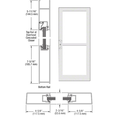 White KYNAR Paint IG500 Series Custom Single StormFront Gear Hinged Entrance for Panic and Overhead Concealed Closer