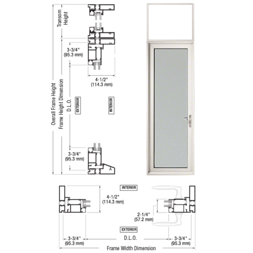 CRL-U.S. Aluminum TND91552R0 White KYNAR Paint Series 900 Terrace Door Transom Hinge Right Swing Out