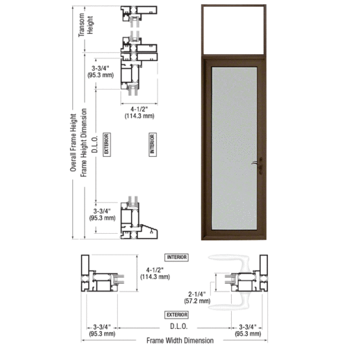 CRL-U.S. Aluminum TND91522R0 Class I Bronze Black Anodized Series 900 Terrace Door Transom Hinge Right Swing Out