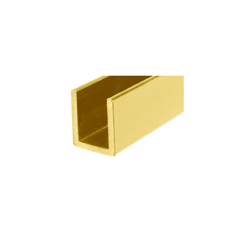 Brite Gold Anodized Frameless Shower Door Aluminum Deep U-Channel for 3/8" Thick Glass - 12" Stock Length - pack of 5