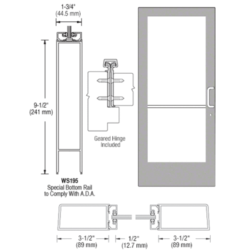 CRL-U.S. Aluminum DE41811R036 Clear Anodized 400 Series Medium Stile ...