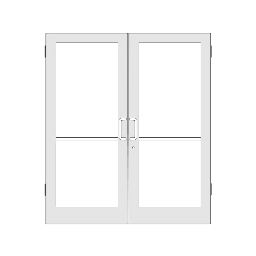 White KYNAR Paint Custom Pair Series 400 Medium Stile Butt Hinged Entrance Doors for Surface Mount Door Closers