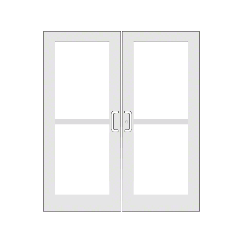 White KYNAR Paint Custom Pair Series 550 Wide Stile Center Pivot Entrance Doors With Panics for Overhead Concealed Door Closers