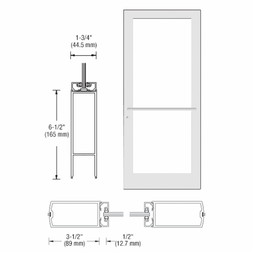 CRL-U.S. Aluminum DC41752 White KYNAR Paint Custom Single Series 400 Medium Stile Center Pivot Entrance Door for Overhead Concealed Door Closer