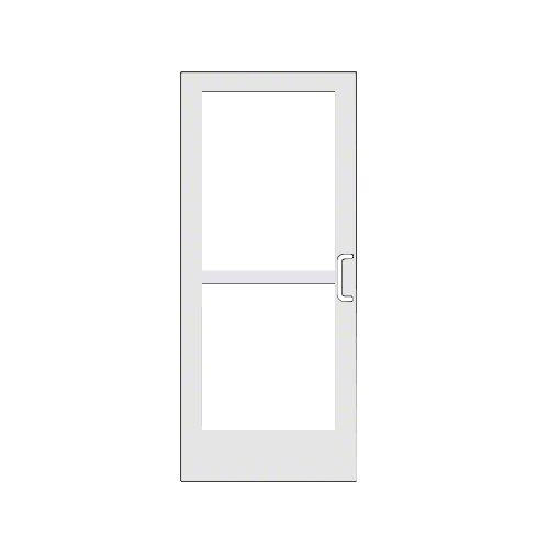 White KYNAR Paint 400 Series Medium Stile Inactive Leaf of Pair 3'0 x 7'0 Center Hung for OHCC w/Standard Push Bars Complete Panic Door with Std. Panic and 9-1/2" Bottom Rail
