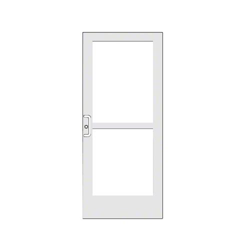 White KYNAR Paint Single 36" x 84" Series 400 Medium Stile Left Side Latch Geared Hinge Entrance Door With Panic for 105 Degree Overhead Concealed Door Closer