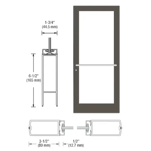 CRL-U.S. Aluminum DC41722 Bronze Black Anodized Custom Single Series 400 Medium Stile Center Pivot Entrance Door for Overhead Concealed Door Closer