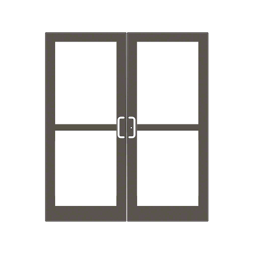 Class I Bronze Black Anodized 400 Series Medium Stile Pair 6'0 x 7'0 Offset Hung with Geared Hinged Complete Panic Door with Std. Panic and Bottom Rail