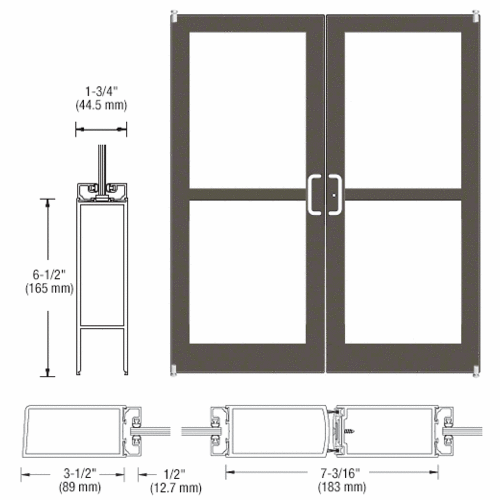 Class I Bronze Black Anodized Custom Pair Series 400 Medium Stile Offset Pivot Entrance Doors For Panics for Surface Mount Door Closers