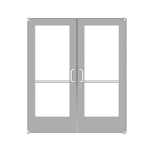 Clear Anodized Custom Pair Series 550 Wide Stile Offset Pivot Entrance Doors for Surface Mount Door Closers