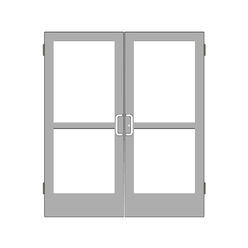 Clear Anodized Class 1 Custom Pair Series IG500 StormFront Butt Hinged Entrance Doors For Panics and Surface Mount Door Closers