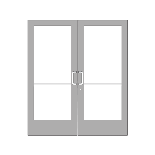 Clear Anodized 400 Series Medium Stile Pair 6'0 x 7'0 Offset Hung with Geared Hinged Complete Door Std. Lock and 9-1/2" Bottom Rail