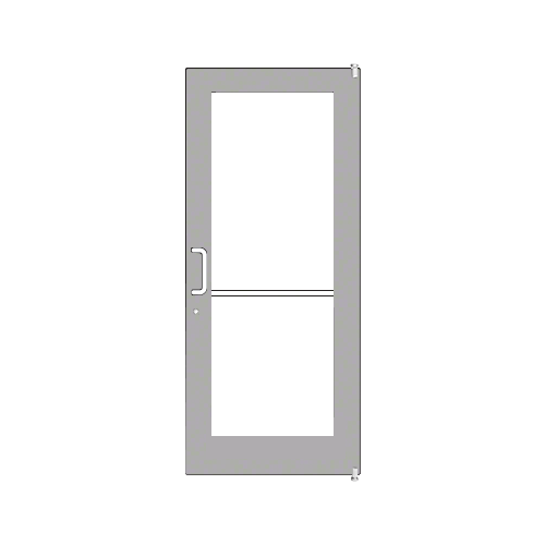 Clear Anodized 550 Series Wide Stile Active Leaf of Pair 3'0 x 7'0 Offset Hung with Pivots for Surf Mount Closer Complete Door Std. MS Lock and Bottom Rail