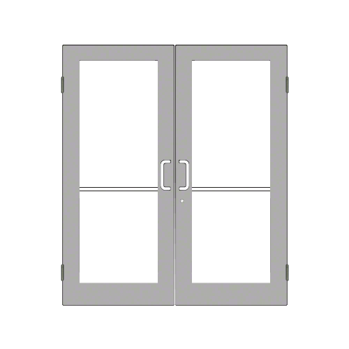 Clear Anodized 550 Series Wide Stile Pair 6'0 x 7'0 Offset Hung with Butt Hinges for Surf Mount Closer Complete Door Std. MS Lock and Bottom Rail
