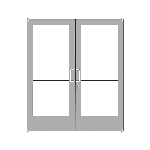 Clear Anodized 400 Series Medium Stile Pair 6'0 x 7'0 Offset Hung with Pivots for Surf Mount Closer Complete Door Std. Lock and 9-1/2" Bottom Rail