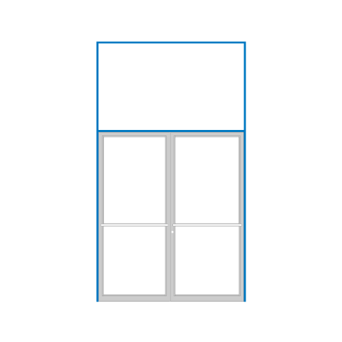 Clear Anodized 75-1/2" x 126" Blank 450 Transom Double Door Frame