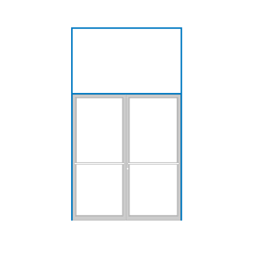 Clear Anodized 75-1/2" x 129" Blank 450 Transom Double Door Frame