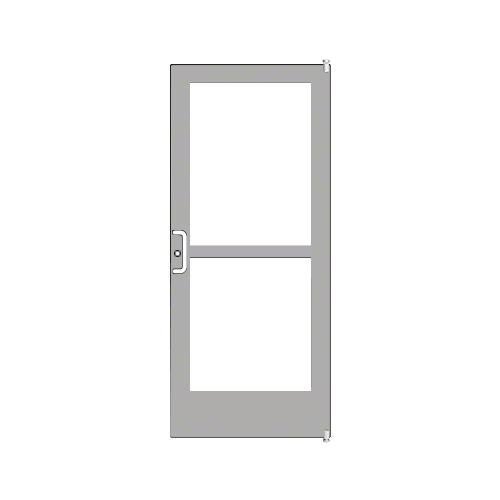 Clear Anodized 400 Series Medium Stile Right Hand Reverse HRSO Single 3'0 x 7'0 Offset Hung with Pivots for Surface Mount Closer Complete Panic Door with Standard Panic and 9-1/2" Bottom Rail