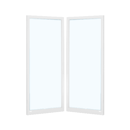 Custom Size Bone White KYNAR Paint Blank Pair 250 Narrow Offset Stile Entrance Doors- No Prep