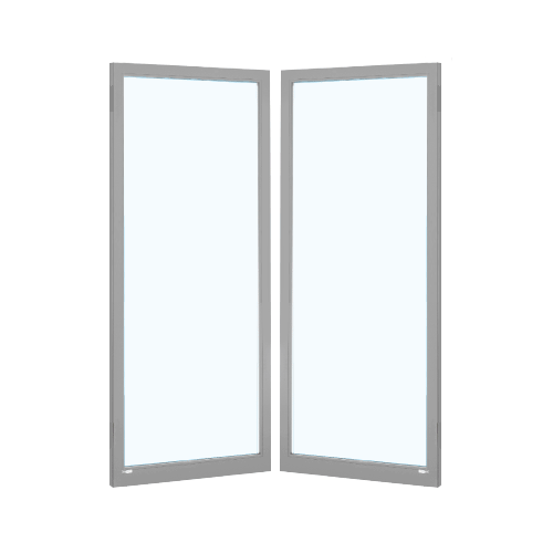 Clear Anodized Custom Size Blank Pair 250 Narrow Center Stile Entrance Doors - No Prep